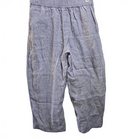 Tahari 100% Linen Blue Wide Leg Pants Elastic Waist with Pockets - Picture 2 of 6